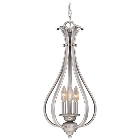 Vaxcel Monrovia 3 Light Brushed Nickel Teardrop Candle Pendant PD35459BN