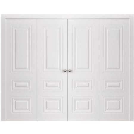 Sartodoors Sliding Closet Double Bi-fold Doors 72 x 84 inches, BASIC 9233 White, Sturdy Tracks Moldings Trims BASIC9233DBF-SKIN-7284