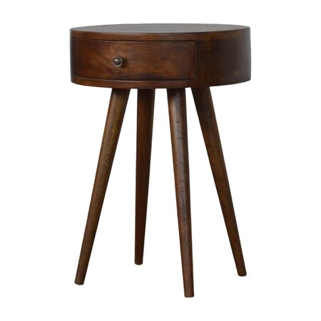 Homeroots 22" Chestnut Solid Wood Round One Drawer Nightstand 722531