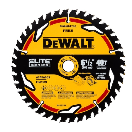 Dewalt Circular Saw Blade, Carbide, Dia 6.5 in DWAW61240