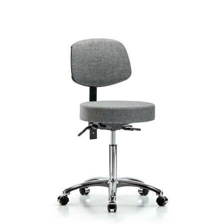 Blue Ridge Ergonomics Bench Stool, Med, Fabric, Bk Chrom, Cast, Gry BR-FMBST-CR-T0-NF-CC-F44