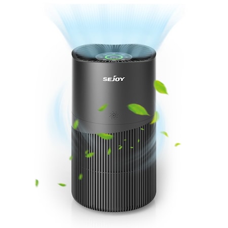 Edendirect 500 Sq.Ft.HEPA Air Purifier Gray, 4-Speed, Real-Time Air Quality Monitor, 8H Timer, Child Lock ZR-KQJ-0402-Grey