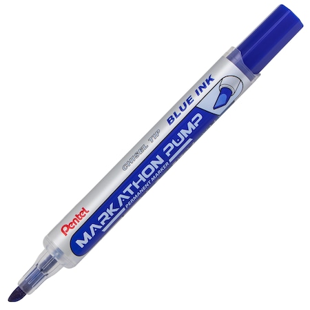 Pentel Markathon Pump Permanent Marker, Chisel Tip, Blue Ink, 12PK NLF60X-C