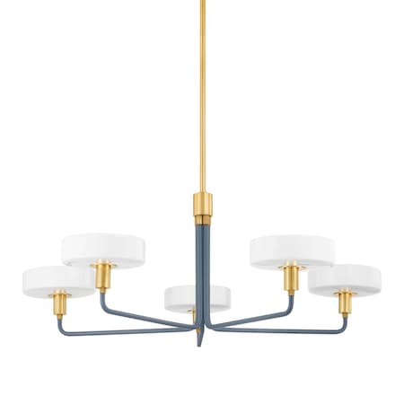Mitzi Zoe Feldman X Aston 5 Light Chandelier 12 In. Aged Brass/Slate Blue H886805-AGB/SBL