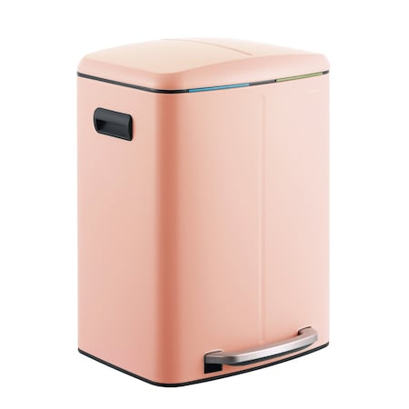 Happimess Marco Rectangular 10.6-Gallon Double Bucket Trash Can with Soft-Close Lid, Flamingo Pink HPM1005G