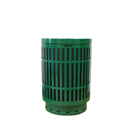 Witt Industries Green Outdoor Receptacle with Laser Design with Flat Top MAS40P-FT-GN