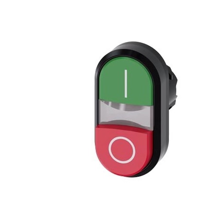 Siemens Twin pushbutton, 22 mm, round, plastic, green: I, red: O 3SU1000-3BB42-0AK0-ZY19