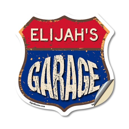 Signmission Elijah's Garage, 18 Inch X 18 Inch, Vinyl Decal SHI-D-18-383-ELIJAH