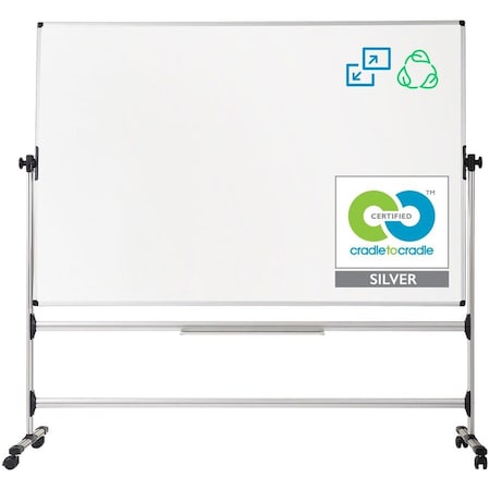 Bi-Silque MasterVisi, Earth Silver Easy Clean Revolver Dry Erase Board, 48x70, White, Steel Frame RQR0521