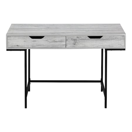 Homeroots 47" Gray and Black Wood and Metal H-Shape Computer Desk With Two Drawers 489882