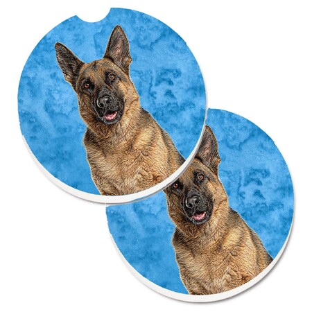 Carolines Treasures Blue German Shepherd Set of 2 Cup Holder Car Coaster KJ1225BUCARC