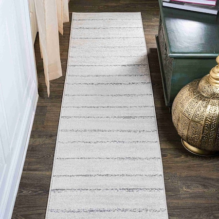Jonathan Y Williamsburg Minimalist Stripe Cream/Gray 2 ft. x 8 ft. Runner Rug MOH201A-28