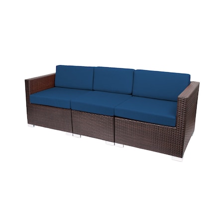 Bfm Seating Aruba 83.25in Wide Outdoor Wicker Sectional Sofa with Sunbrella Cushions PH5101JVW-14066