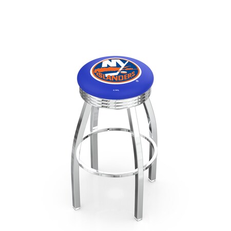 Holland Bar Stool Co 25" Chrome New York Islanders Swivel Bar Stool, Accent Ring L8C3C25NYIsln