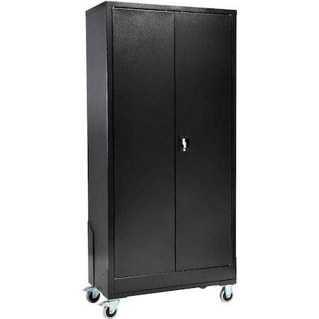 Global Industrial Mobile Steel Storage Cabinet, 36"W x 18"D x 72"H, Unassembled, Black 237635BKDLY