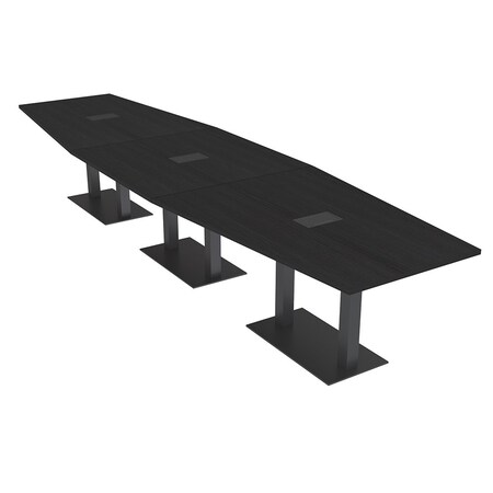 Skutchi Designs Hexagon Conference Table With Power, 48 in W, 216 in L, Black HAR-HEX.IR-48X216-DOU.BK-U999ST19-EBLK