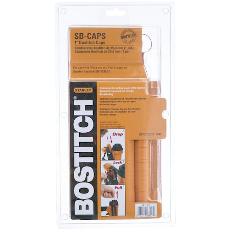 Bostitch 18-Gauge 5/16'' x 1'' Caps & Staples, 1000 Ct. CAPPAK-1M