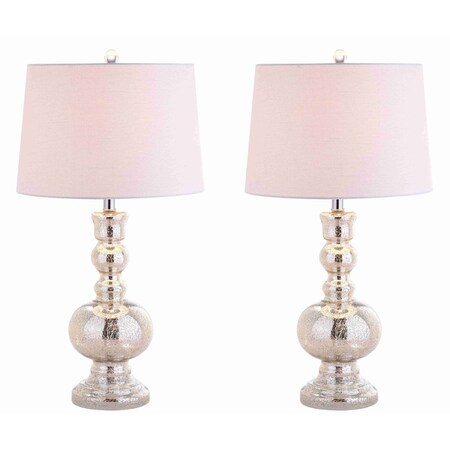 Jonathan Y Genie 28.5" Glass LED Table Lamp, Mercury Silver, 2PK JYL1061D-SET2