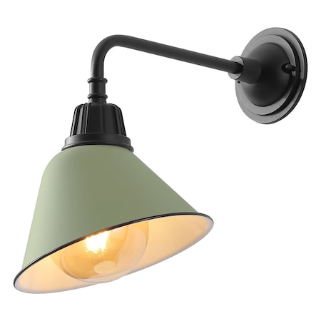 Jonathan Y Croydon 9.63" 1-Light Farmhouse Industrial Iron LED Gooseneck Arm Outdoor Sconce, Matte Olive Green JYL7612I