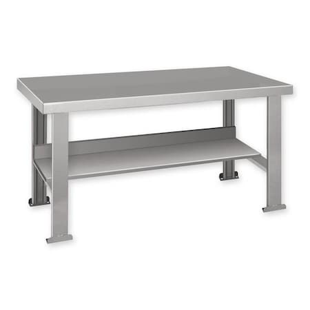 Pucel FS Series Steel Top Workbench with Shelf, 120 in W x 24 in D x 34 in H, Gray FS-24120-34
