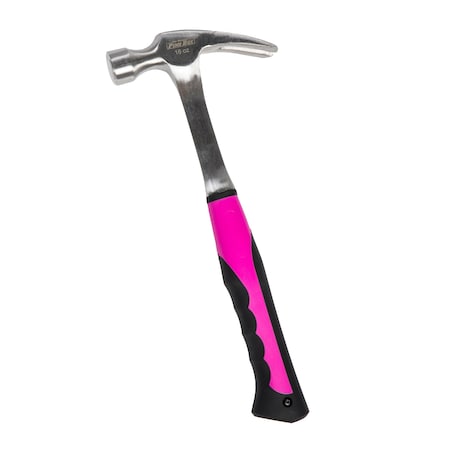 The Original Pink Box 16 oz Steel Rip Claw Hammer with Smooth Face & Slip Resistant Handle. Pink PB16SHM