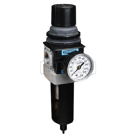Dixon Wilkerson by Self-Relieving Standard Filter/Regulator with GC230 Gauge and Bowl Guard, 3/4 in NPT/BS B28-06AG