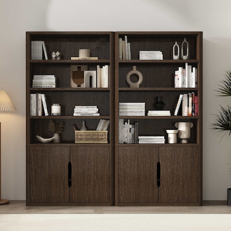 Manhattan Comfort Rivington 40in Bookcase Cabinet in Walnut - Set of 2 2-BC006-BR