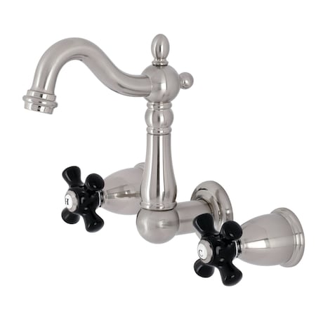 Kingston Brass Double-Handle Wall Mount Bathroom Faucet, Brushed Nickel KS1228PKX