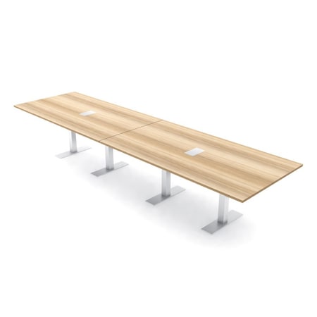 Skutchi Designs 14ft Conference Table W/ Power Unit | 14 Person Modular Rectangular Meeting Table | Harmony Series HAR-REC-48x168-T-K525-ESIL