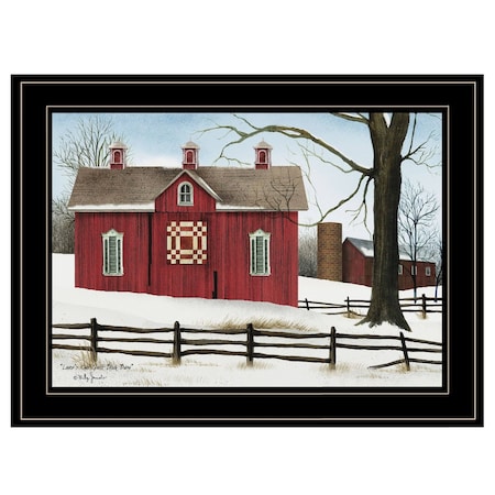 Homeroots Lovers Knot Quilt Block Barn 2 Black Framed Print Wall Art 404388