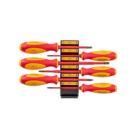 Tekton Phillips, Slotted, Square Insulated Screwdriver Set w/Mod. Org., 6-Piece (#1-#2, 5.5-6.5 mm, #1-#2) DVZ90102