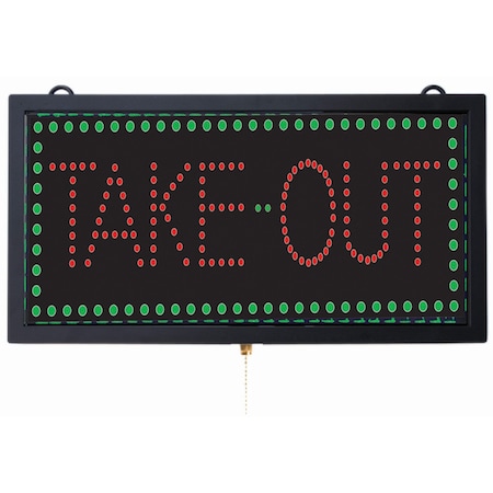 Aarco High Visibility LED ''TAKE-OUT'' Sign, LED Sign Size 9 3/4''Hx18 3/4''W TAK12M