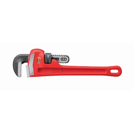 Ridgid 10" Heavy-Duty Straight Pipe Wrench, 1-1/2" Pipe Capacity, Red 31010