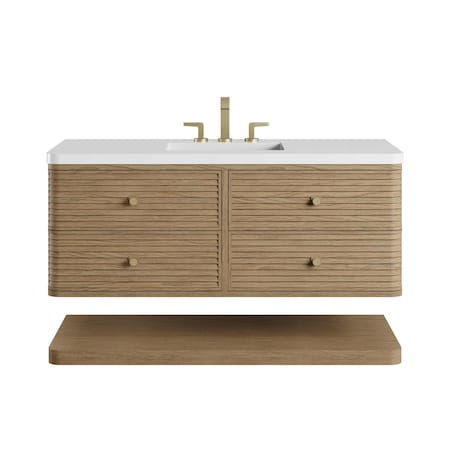 James Martin Vanities Allamari 48" Single Vanity, Dune Mist w/ 3 CM White Zeus Silestone Top D640-V48-DMS-WWZ