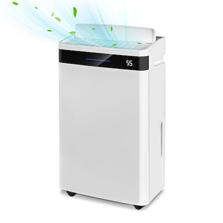 Edendirect 60 pt. 4500 sq. ft. Portable Dehumidifier with Bucket in. White, with Drainage Hose, Child lock ZR-FDD25-5293