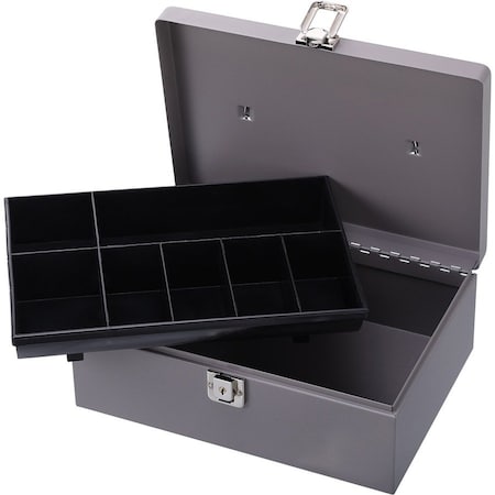 Sparco Cash Box, Gray, Latch, Steel SPR15501