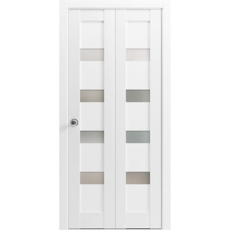 Sartodoors Sliding Closet Bi-fold Doors White Solid Core Modern Interior QUADRO4113BF-WS-36 x 80 (2* 18x80)
