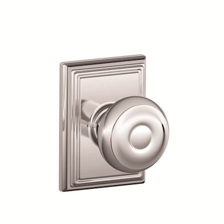 Schlage Residential Georgian Knob with Addison Rose Interior Active Trim with 12326 Latch and 10269 Strikes Bright F59GEO625ADD