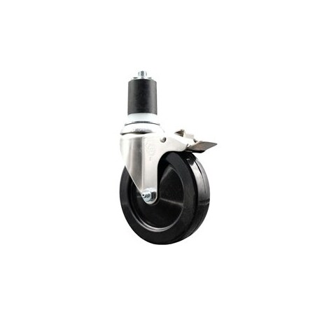 Service Caster 5 Inch 316SS Soft Rubber Swivel 1-7/8 Inch Expanding Stem Caster Lock Brake SCC SCC-SS316TTLEX20S514-SRS-178