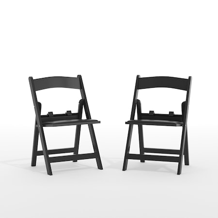 Flash Furniture HERCULES Kids Black Resin Folding Chairs with Black Vinyl Padded Seat, 2PK 2-LE-L-1K-BK-GG