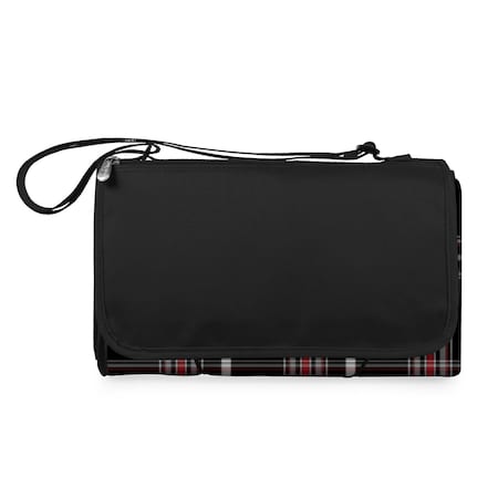 Picnic Time Family Of Brands Blanket Tote Outdoor Picnic Blanket, Black Tartan Pattern with Black Flap 820-00-177-000-0