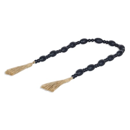 Homeroots 36" Dark Blue Wood Hand Painted Decorative Tassel 635366