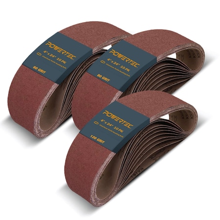 Powertec 4 in W, 24 in L, Aluminum Oxide, Brown 110091N