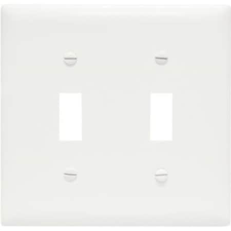 Legrand Switch Wallplate, 4.68 in L, 4-3/4 in W, 2 -Gang, Nylon, White, Smooth TP2WCC30