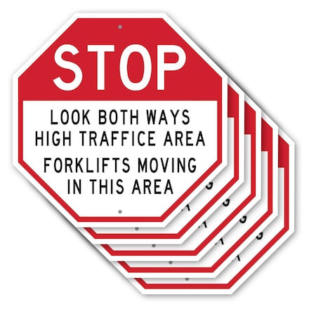 Signmission Stop Look Both Ways High Traffic Ar, 10 inch X 10 inch, Aluminum Metal Signs, 5PK OC-A-5Pack-10-260