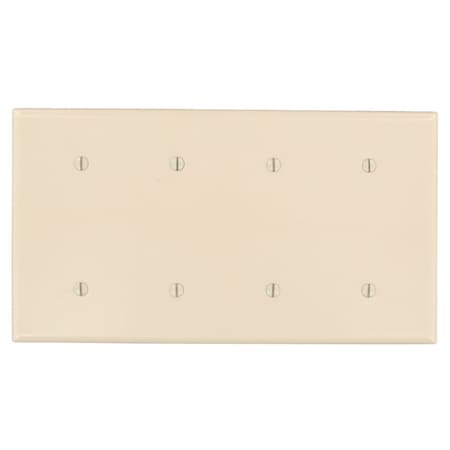 Leviton Blank Wallplate, Standard Size, Gang 4, Ivory 86057