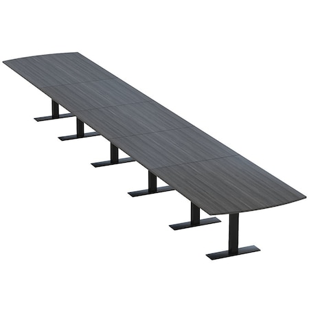 Skutchi Designs 22ft Conference Table W/ Power Unit | 22 Person Modular Arc Rectangle Meeting Table | Harmony Series HAR-AREC-48X264-T.BK-WA7949-NA