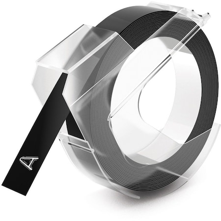 Dymo Self-Adhesive Glossy Labeling Tape for Embossers, 0.37 in. x 9.8 ft Roll, Black 520109