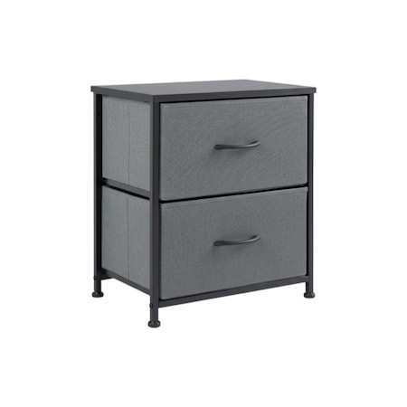 Homeroots 12" Black And Gray Fabric Metal And Wood Two Drawer Dresser 635727