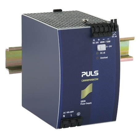 Puls Din Rail Power Supplies for 1-Phase System, 24V, 20A, Conformal Coating, Atex QS20.241-A1